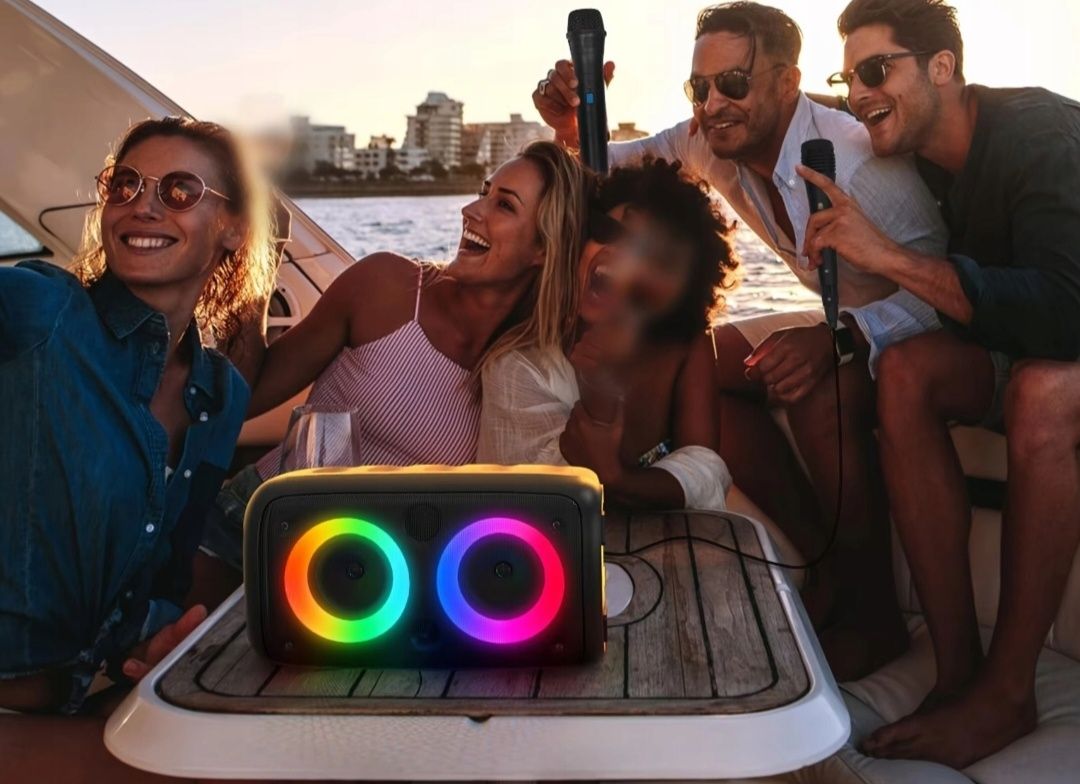 Głośnik bezprzewodowy przenośny 2w1 LED USB mikrofon bluetooth kolumna