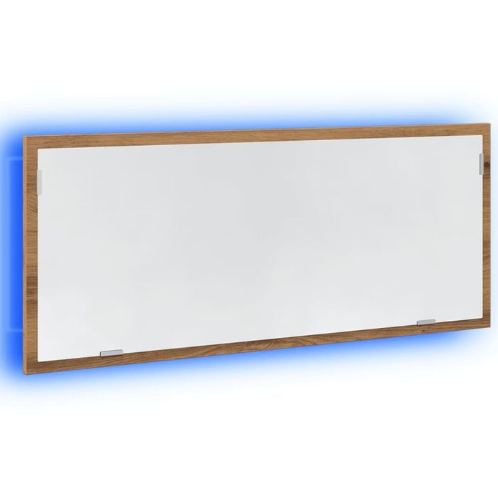 vidaXL Lustro łazienkowe z LED, dąb artisan, 100x8,5x37 cm
