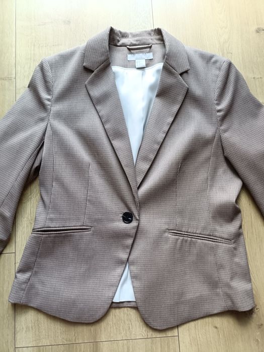 H&M marynarka damska brązowo czarna krata rozm 42 XL
