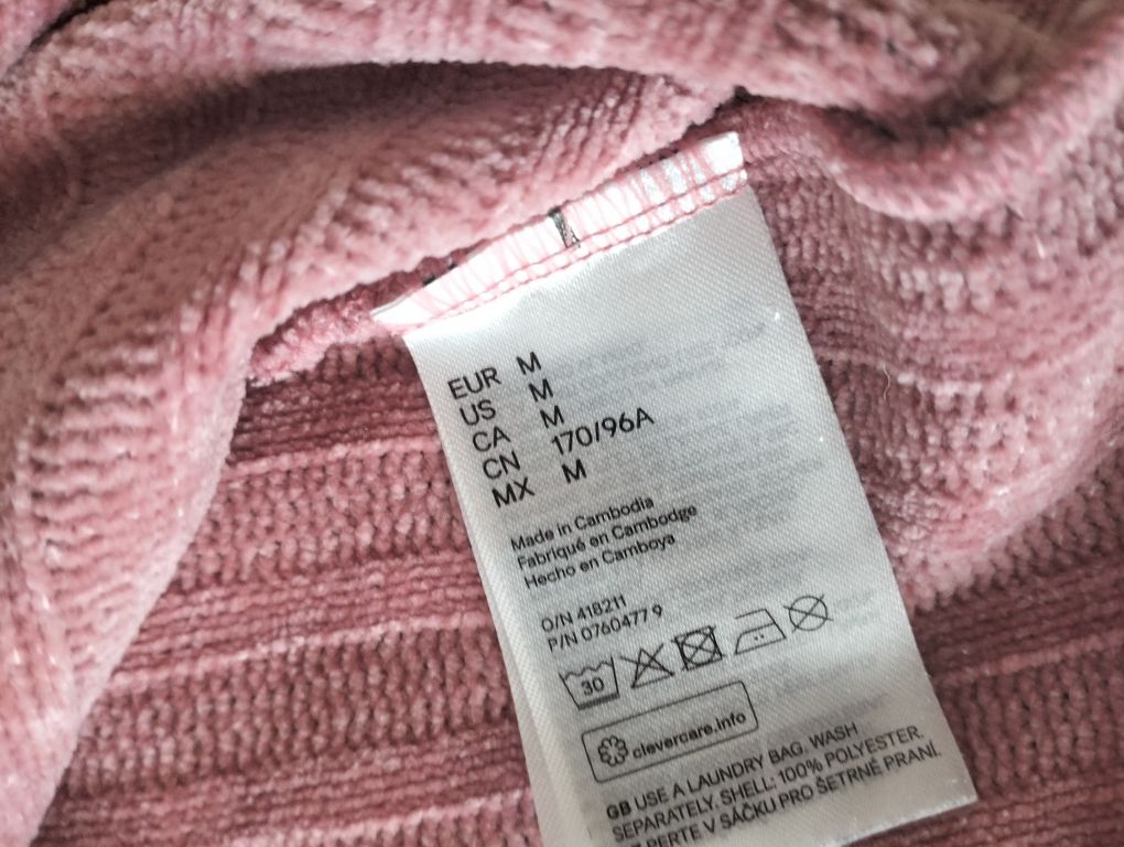 Sweter damski welurowy H&M różowy M