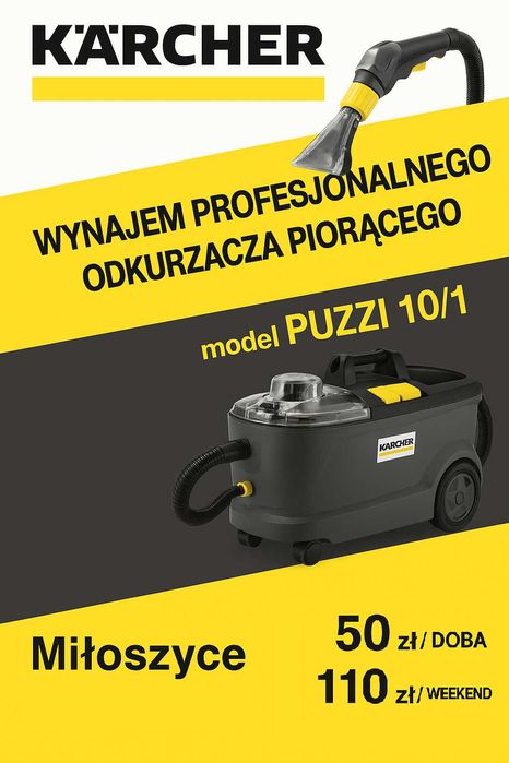 Wynajem odkurzacza piorącego KARCHER – 50zł/doba – Miłoszyce