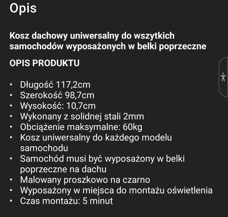 Bagażnik dachowy metalowy