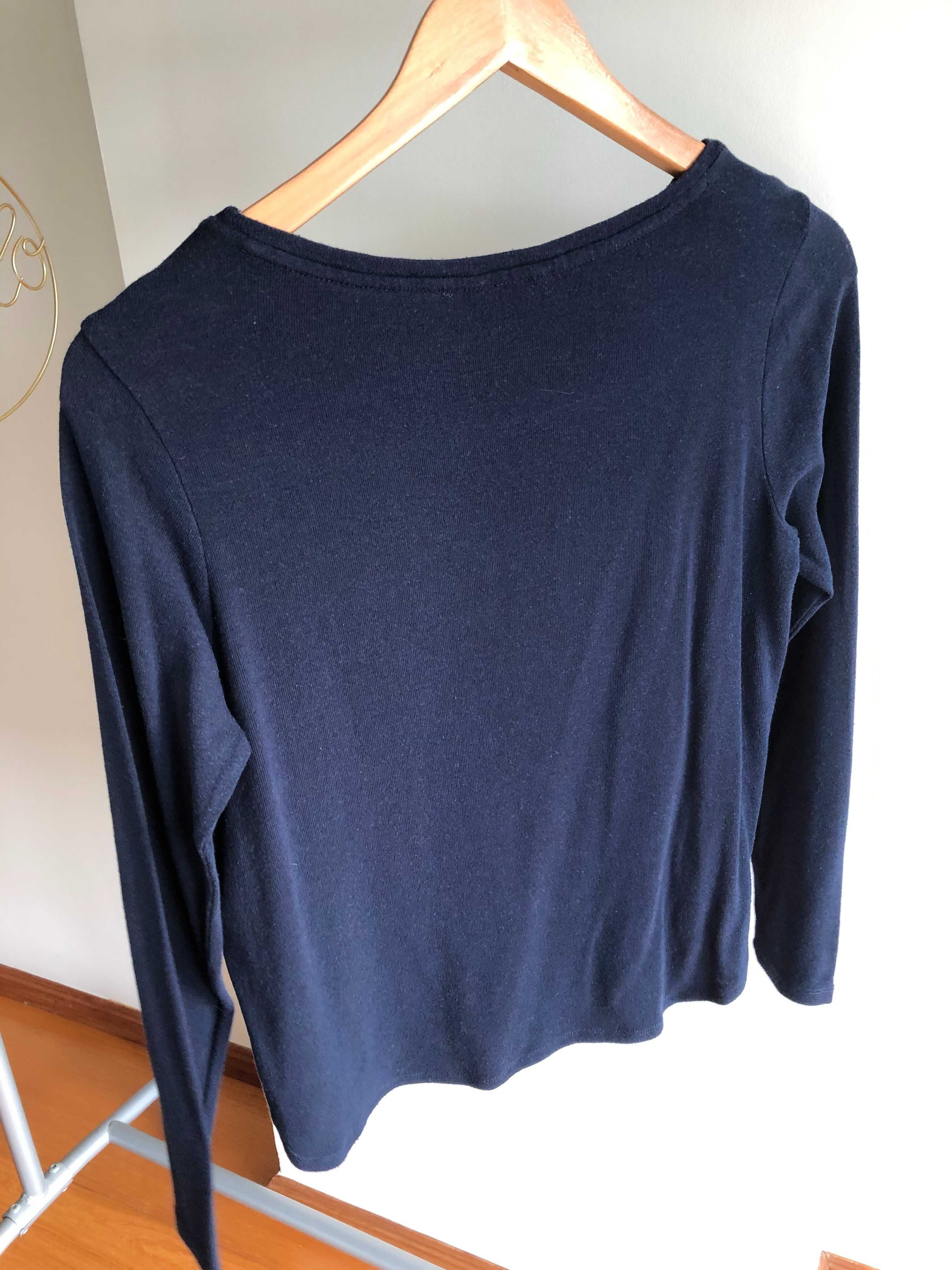 Camisola Azul escura com flores, Springfield, Tamanho M
