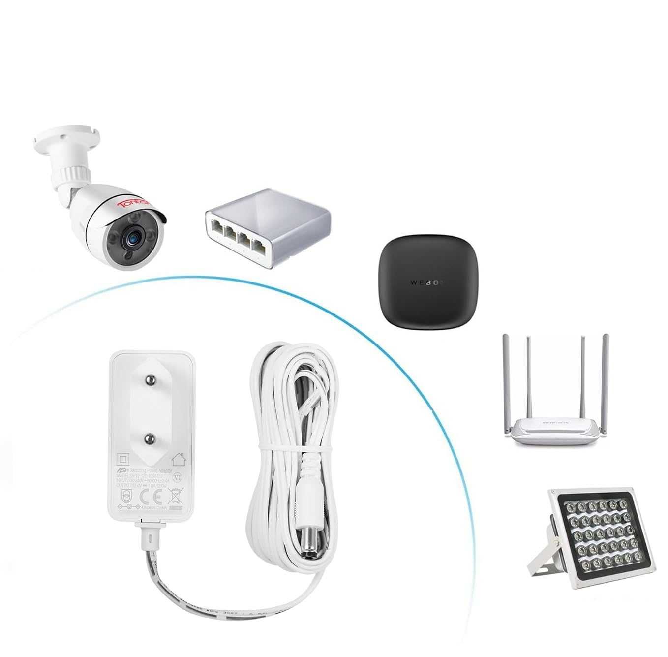 Zasilacz Lonnky 12V 1A 5.5x2.1mm DC do LED, routera i CCTV