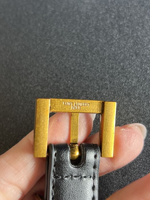 Pasek czarny, YSL, skorzany, zlote elementy, nowy