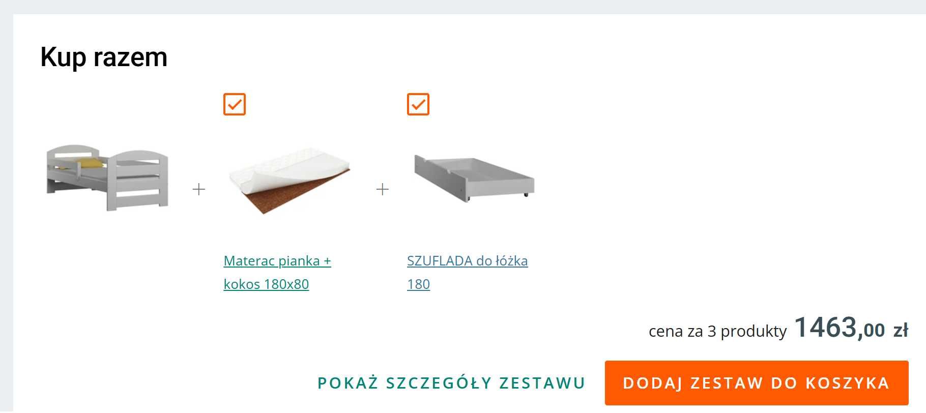 Łóżko Dziecięce Kami PLUS 180x80 DREWNO