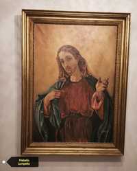 Stary obraz antyk Jezus sakralny portret Chrystusa duży