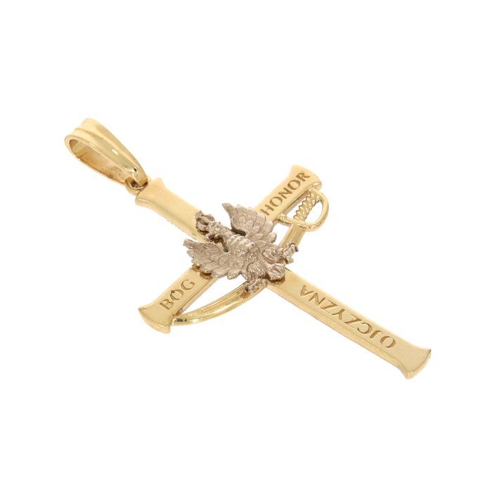 Złoty krzyżyk z Orłem krzyż Bóg Honor Ojczyzna złoto pr. 585 ZK086