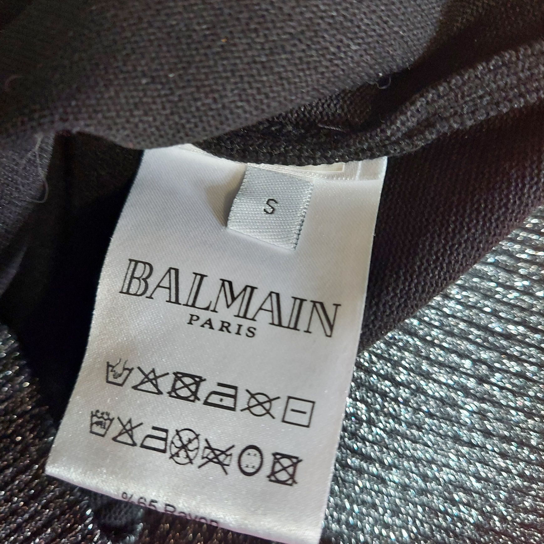 Balmain czarny piękny sweter ze srebrną nitką rozmiar S