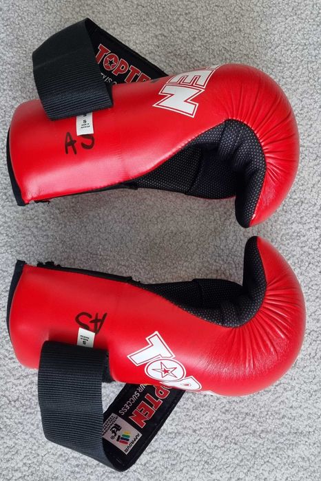 Rękawice otwarte TOP TEN Taekwondo ITF, czerwone, rozmiar S