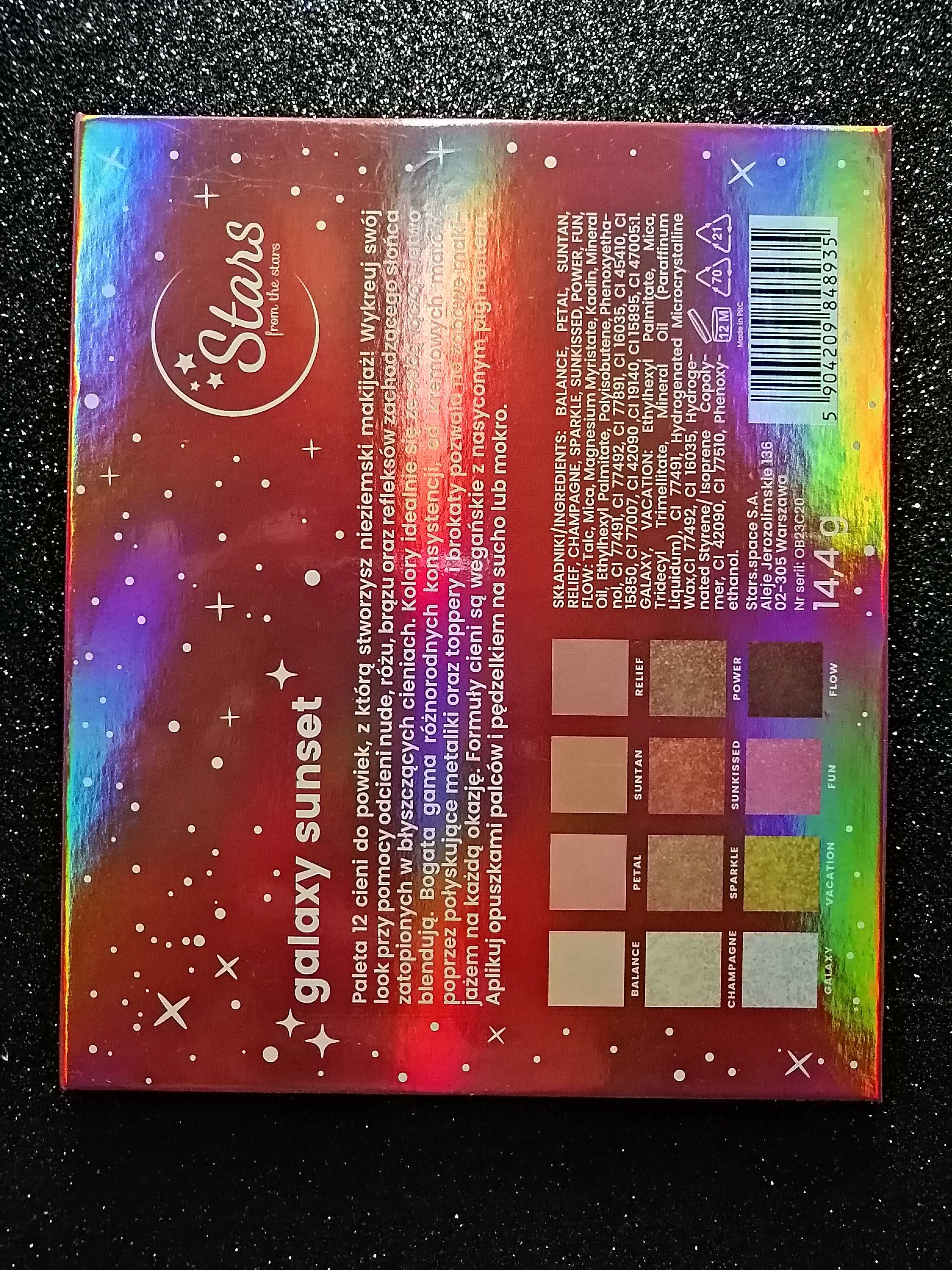 Paleta cieni Galaxy Sunset Stars glitter topper błyszcząca brokat