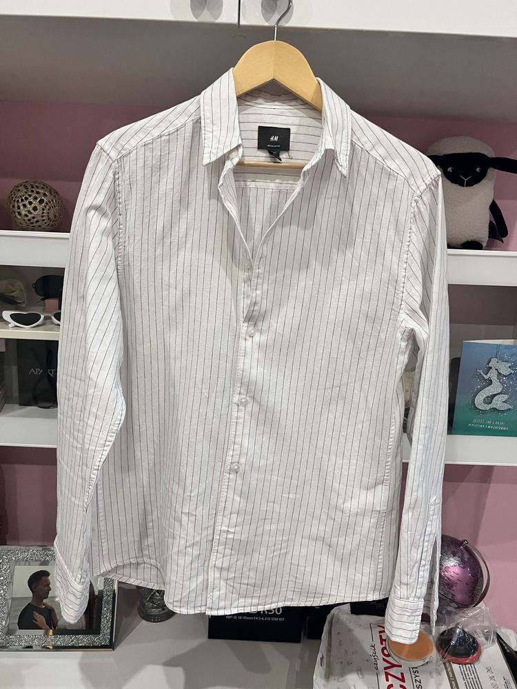 Nowa casualowa koszula męska w paski r. S H&M regular fit