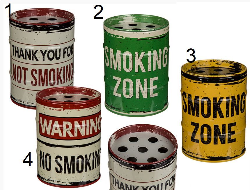 Retro Żółta Popielniczka z Napisem Smoking Zone, Wymiary 7,5x7,5x10 cm