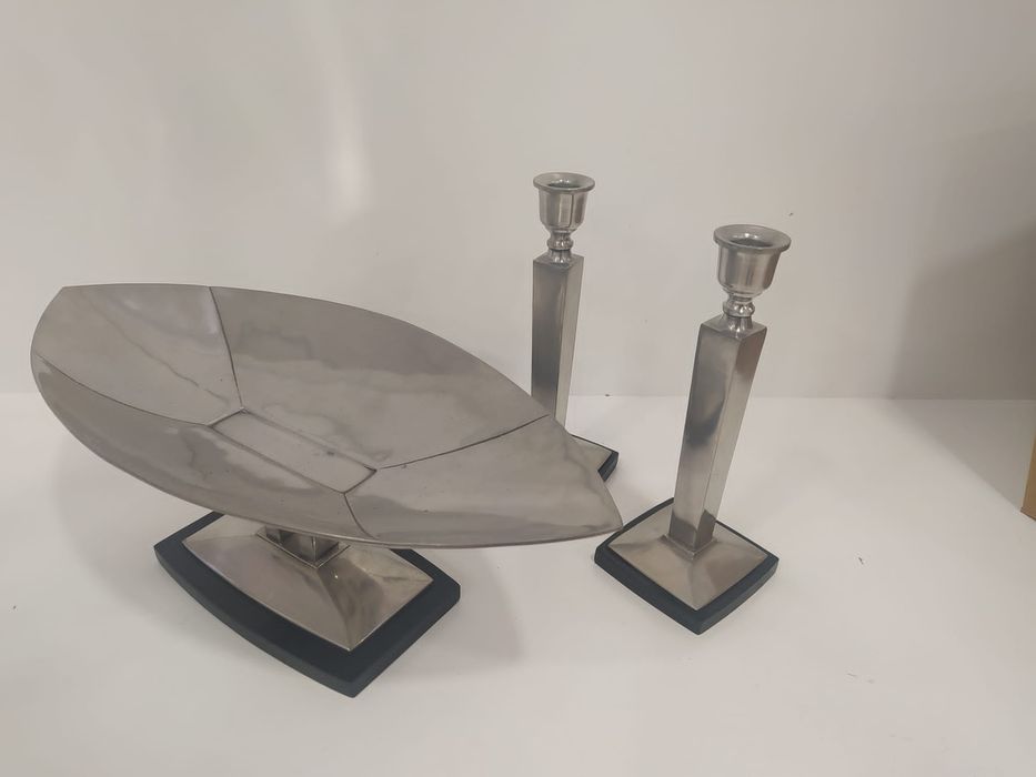 Castiçais + Fruteira em estanho - NOVO