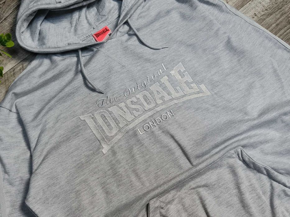 LONSDALE на лампасах худі чоловіче сіре бавовна L