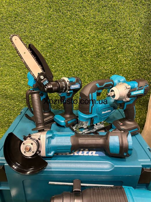 Набір 7в1 Акумуляторний Makita 48V Шурупокрут + Гілкоріз + Болгарка +