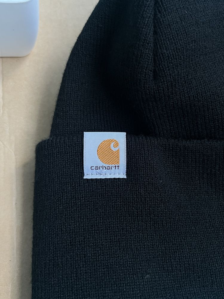 Шапка Carhartt Beanie, One size, черная шапка кархарт