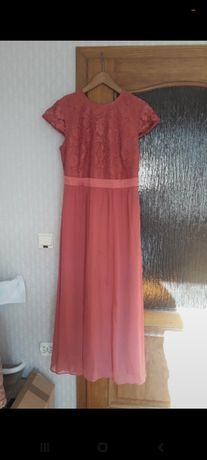 Sukienka bodyflirt różowa maxi koronka malinowa wizytowa koronkowa