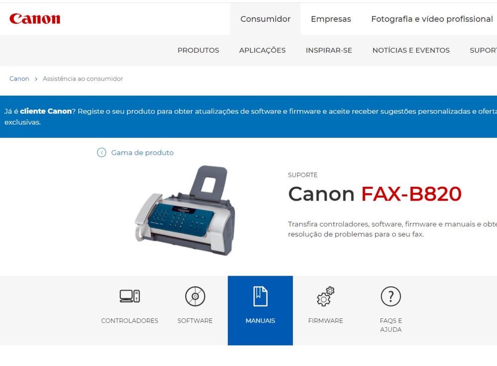 Fax Canon B820 a jato de tinta