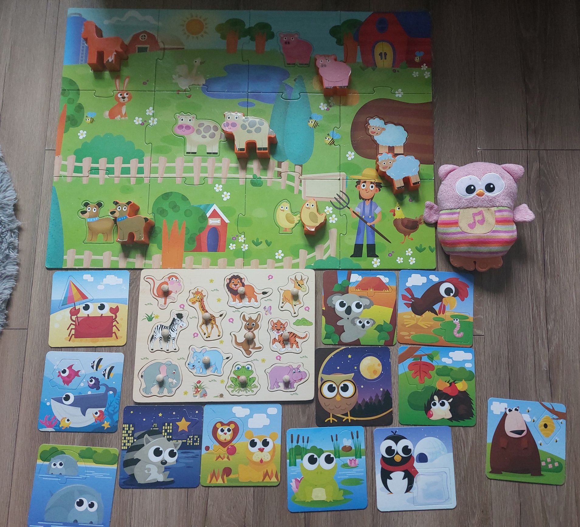 Zestaw zabawek puzzle, układanka zwierzęta