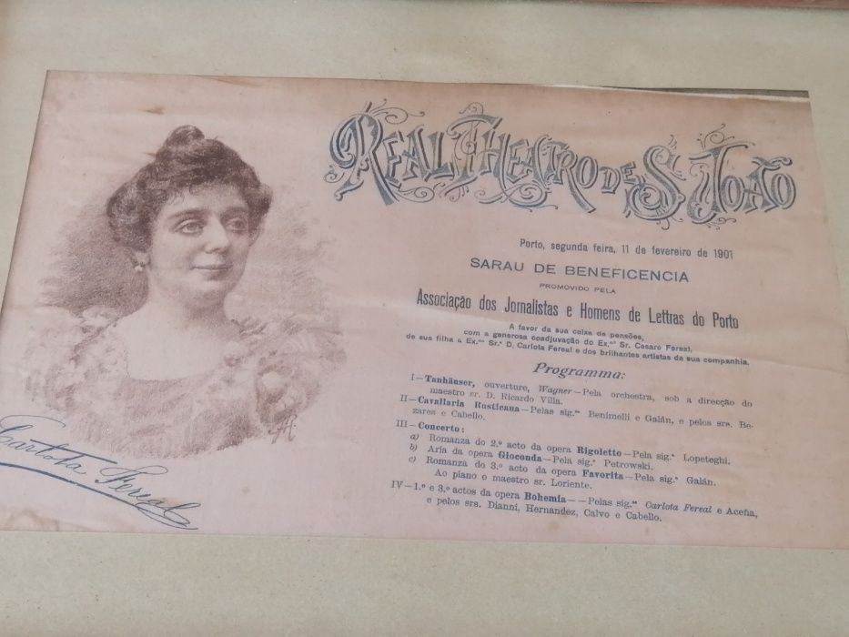 Panfleto Antigo 1901 Real Theatro de S.João Sarau de Beneficência