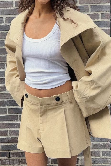 Trencz ZARA z kołnierzem z klapami, XS-S oversize