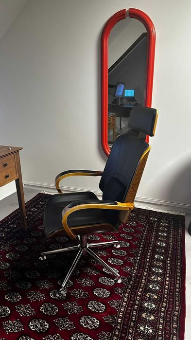 vidaXL Cadeira giratória c/ apoio de cabeça madeira, Office Chair