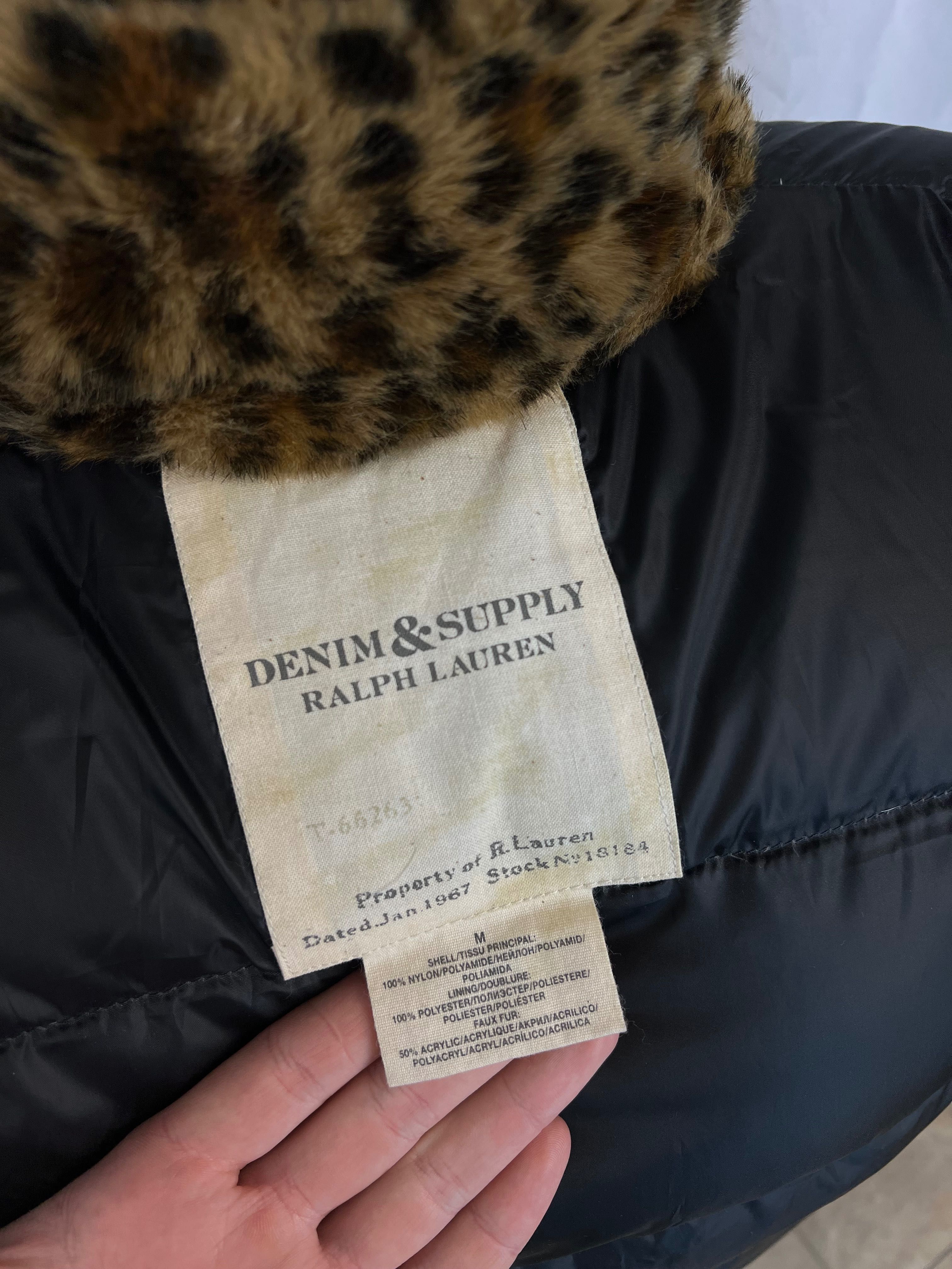 Ralph Lauren Denim Supply Down Jacket пухова куртка Ральф комір леопар