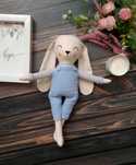 Króliczek maskotka szyta handmade chrzest