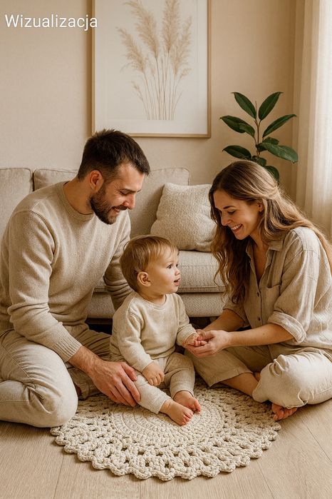 Dywanik ażurowy handmade ze sznurka bawełnianego