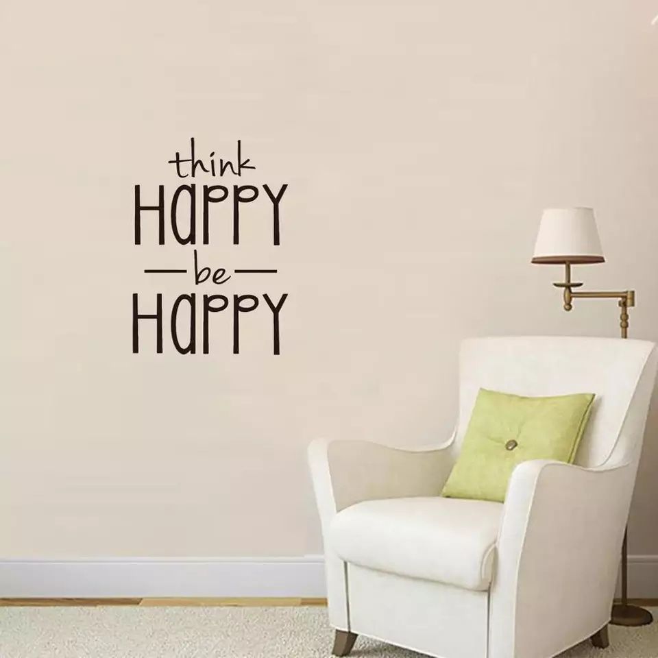 Adesivo parede decoração think happy be happy (tamanho médio)