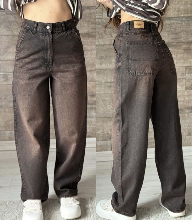 Жіночі шоколадні джинси баггі