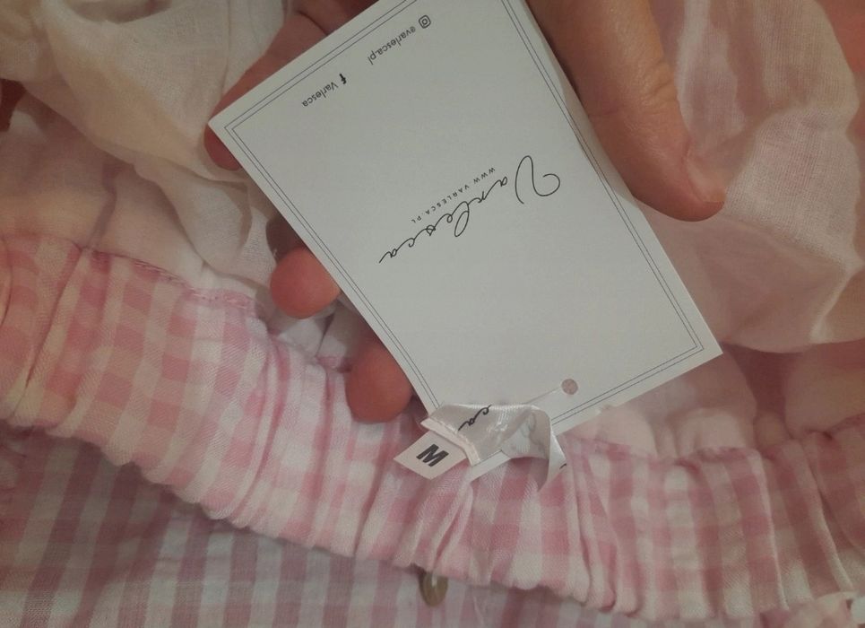 Komplet spódniczka + bluzka w kratke różowa M| wysyłka w 24h