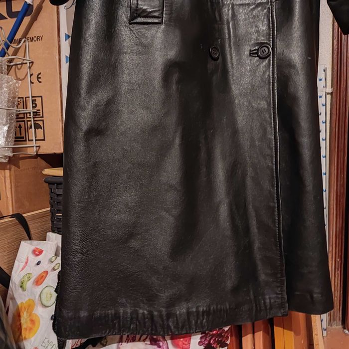 Casaco comprido em pele