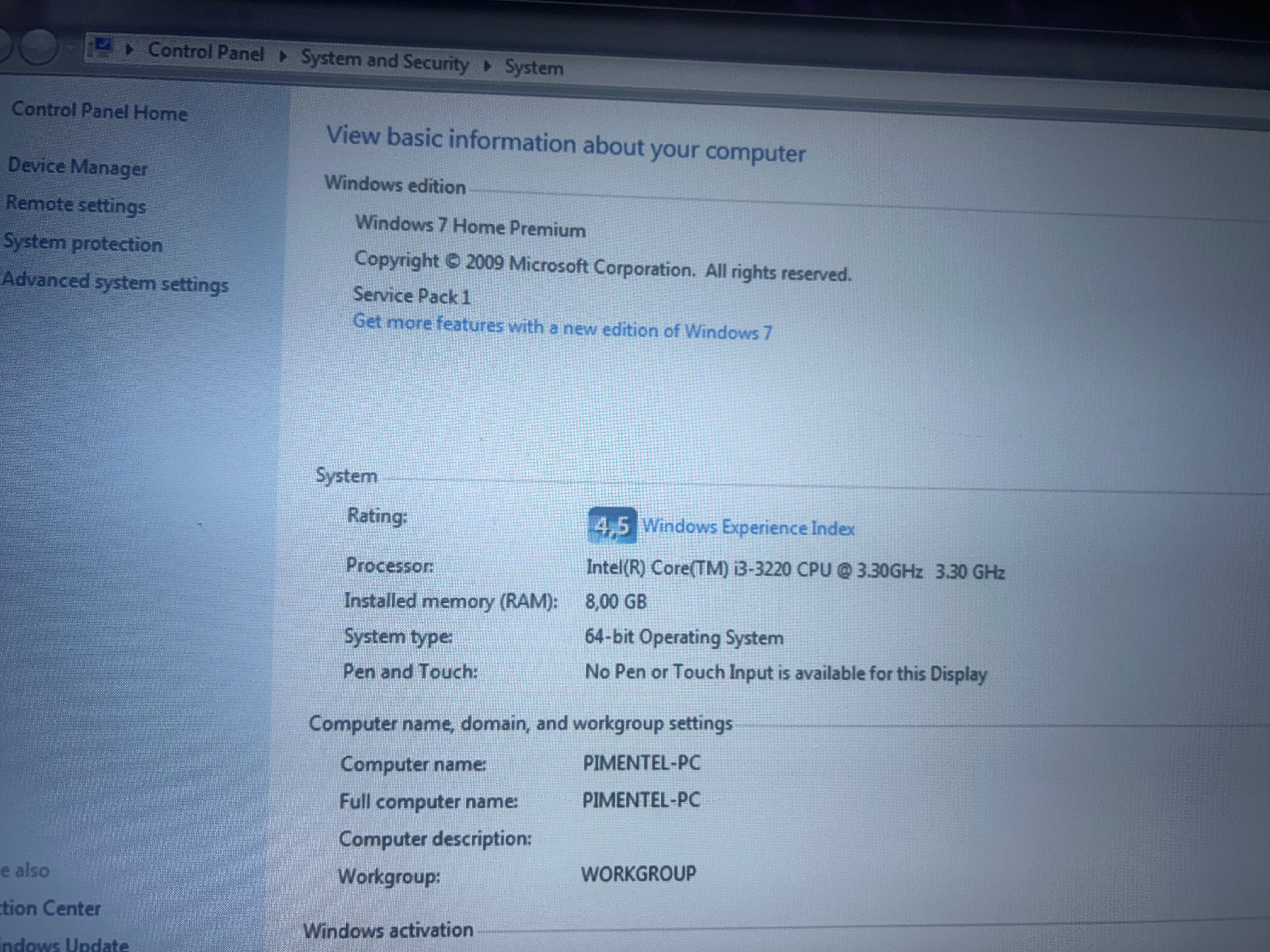 CPU Intel core i3