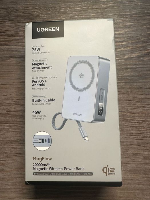 Повер банк Ugreen PB755 (з бездротовою зарядкою Qi2.2 25W), 20000 mAh