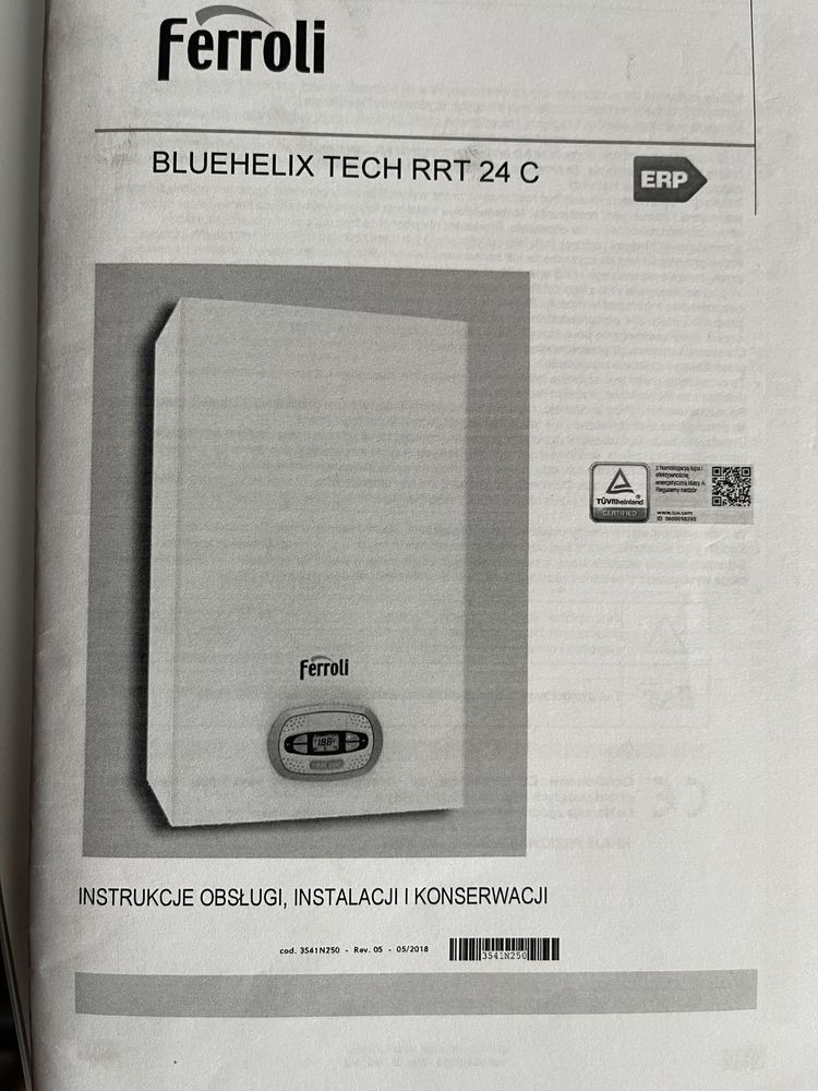 Nowy Piec gazowy Ferroli Bluehelix Tech RRT 24C-2 funkcyjny WiFi i GSM