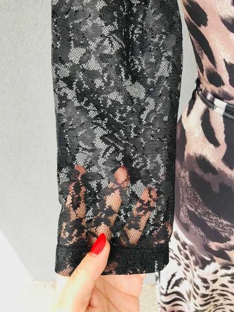 Sukienka midi rozkloszowana 7/8 pantera panterka animal print