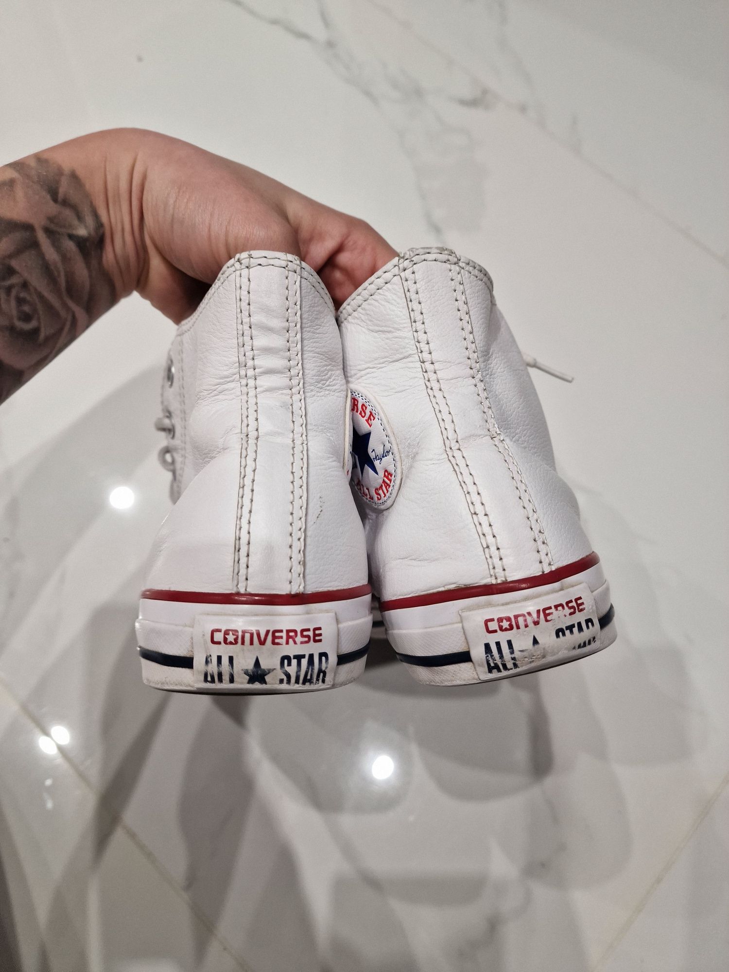 Skórzane białe trampki converse all star wysokie 39