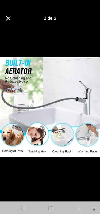 Torneira misturadora CREA Alto Torneira de banheiro alongada com 3 fun