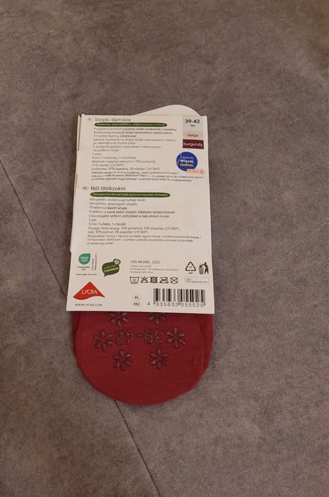 Nowe burgundowe czerwone bordowe stopki skarpetki do balerinek 39-42