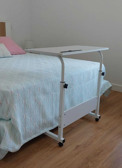 Mesa para computador portátil e altura ajustável (80 × 40 cm, branco)