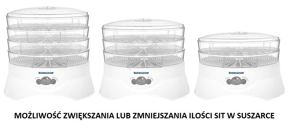 Suszarka spożywcza Niewiadów do grzybów 500w sita wysokie 7,5cm 12 lit