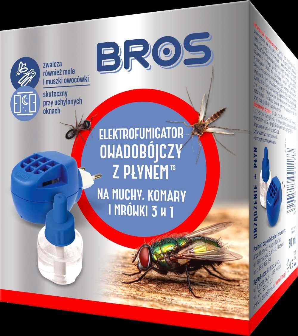 BROS elektro + płyn na komary, muchy i mrówki 3w1