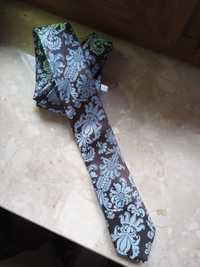 Krawat męski brązowo-niebieski