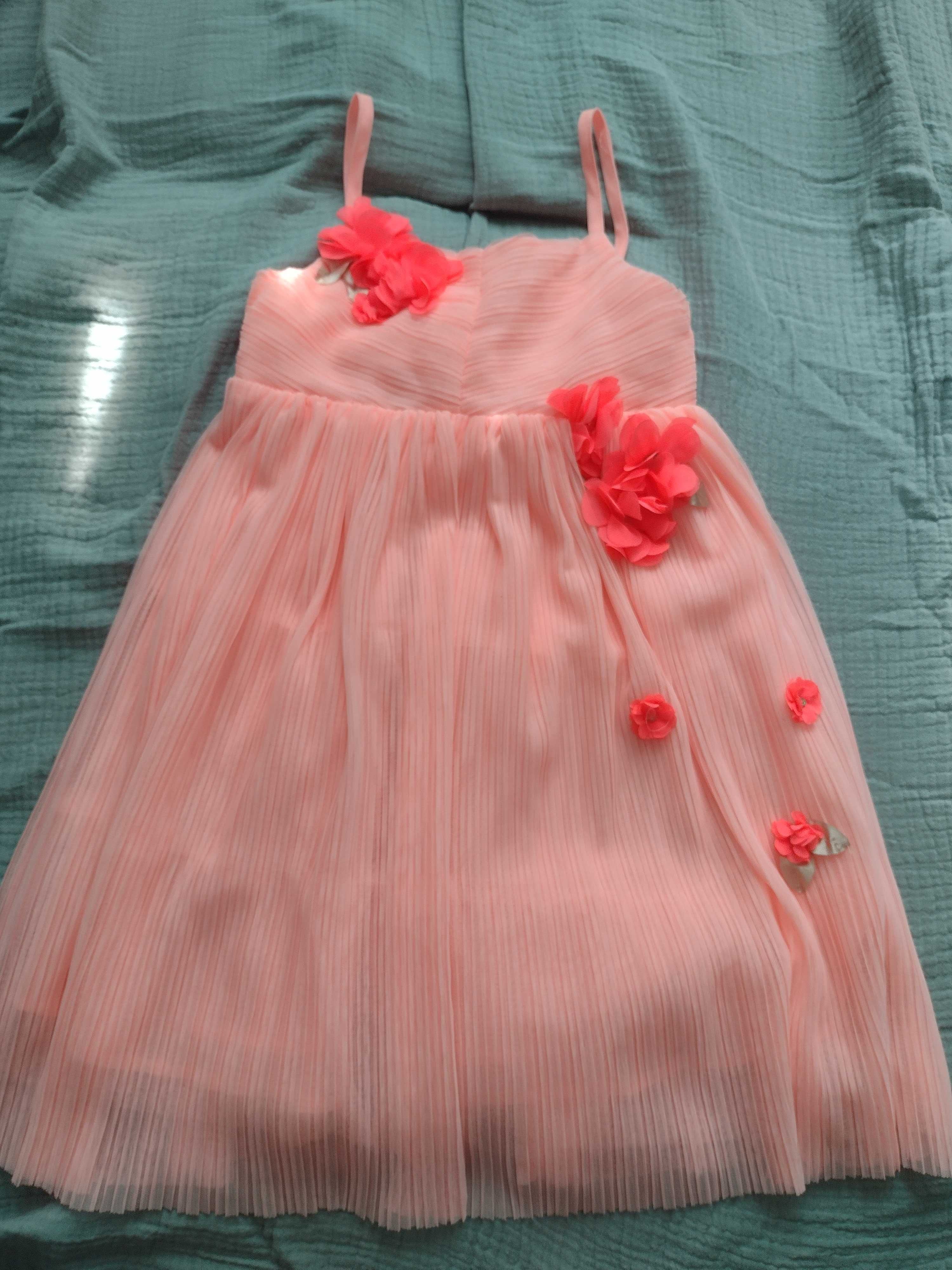 H&M plisowana sukienka z tiulu r 122 na ramiączkach