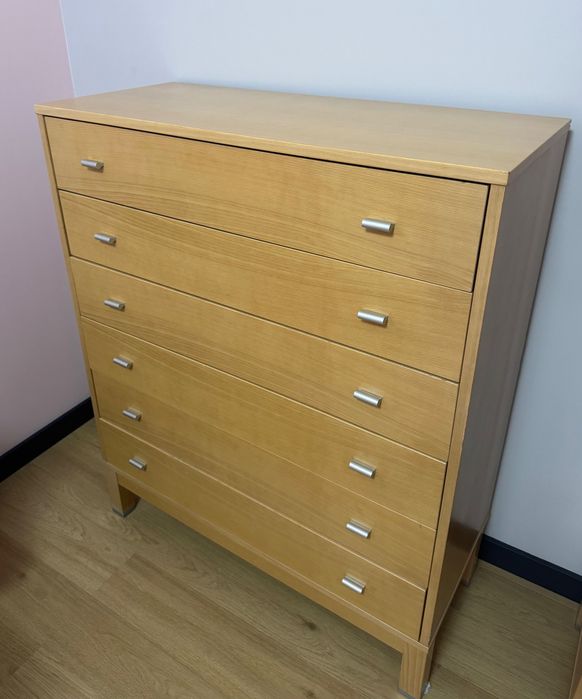 Komoda z drewna 6 szuflad Fabryka Bydgoszcz