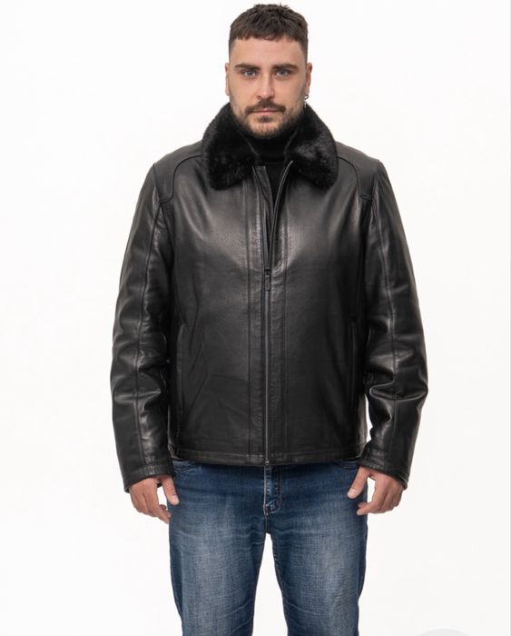 Чоловіча зимова шкіряна куртка