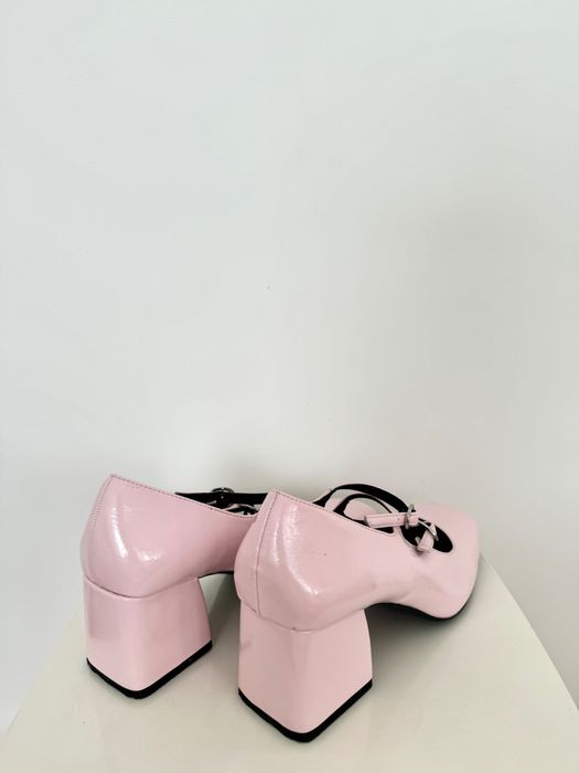 Półbuty czółenka Mary Jane pudrowo różowe