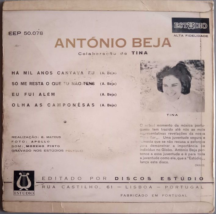 António Beja - - - - - Há Mil Anos Cantava Eu - - - - - EP